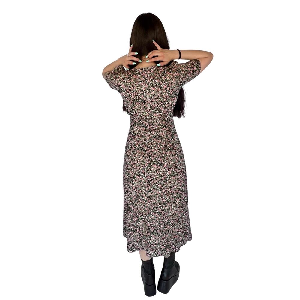 VTG 90s Floral Cottagecore Midi Dress Puff Sleeve 5/6 - Picture 6 of 6